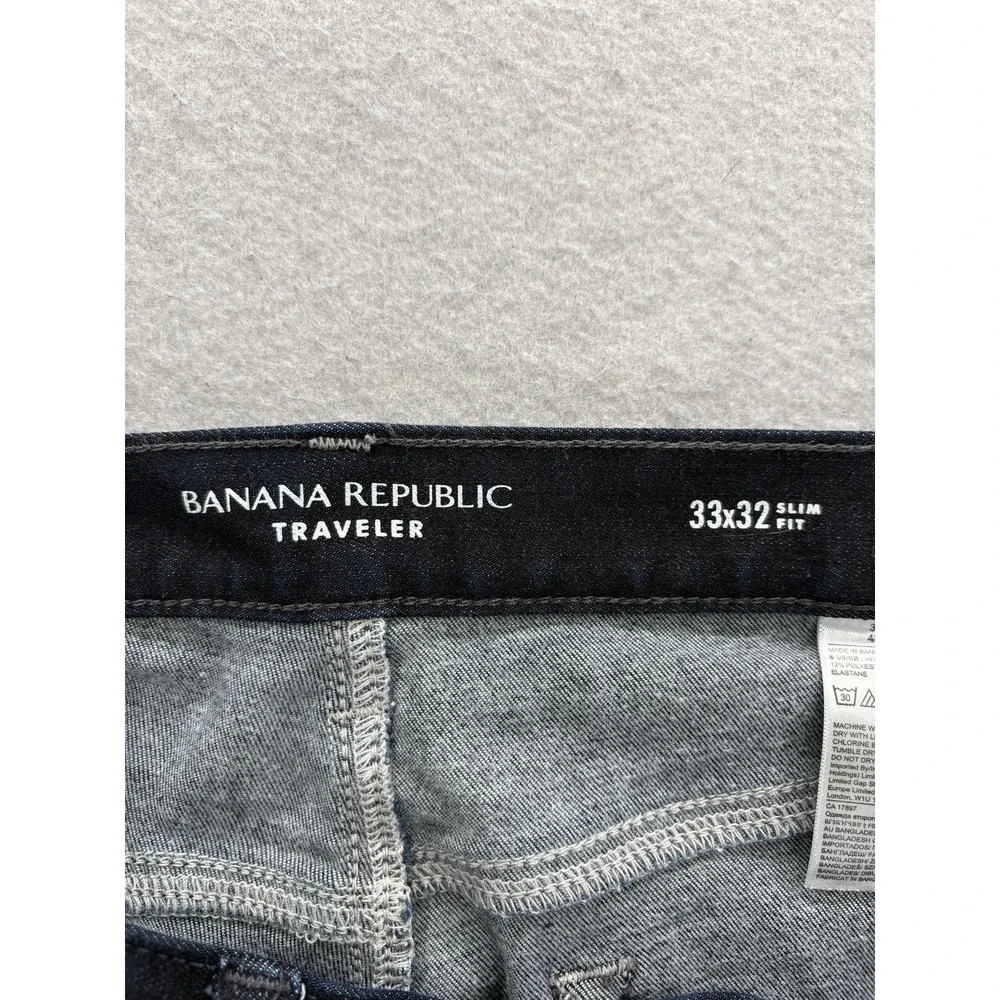 Banana Republic Traveler Slim Jeans Mens 33x32 Blue Dark Wash Stretch Denim Pant